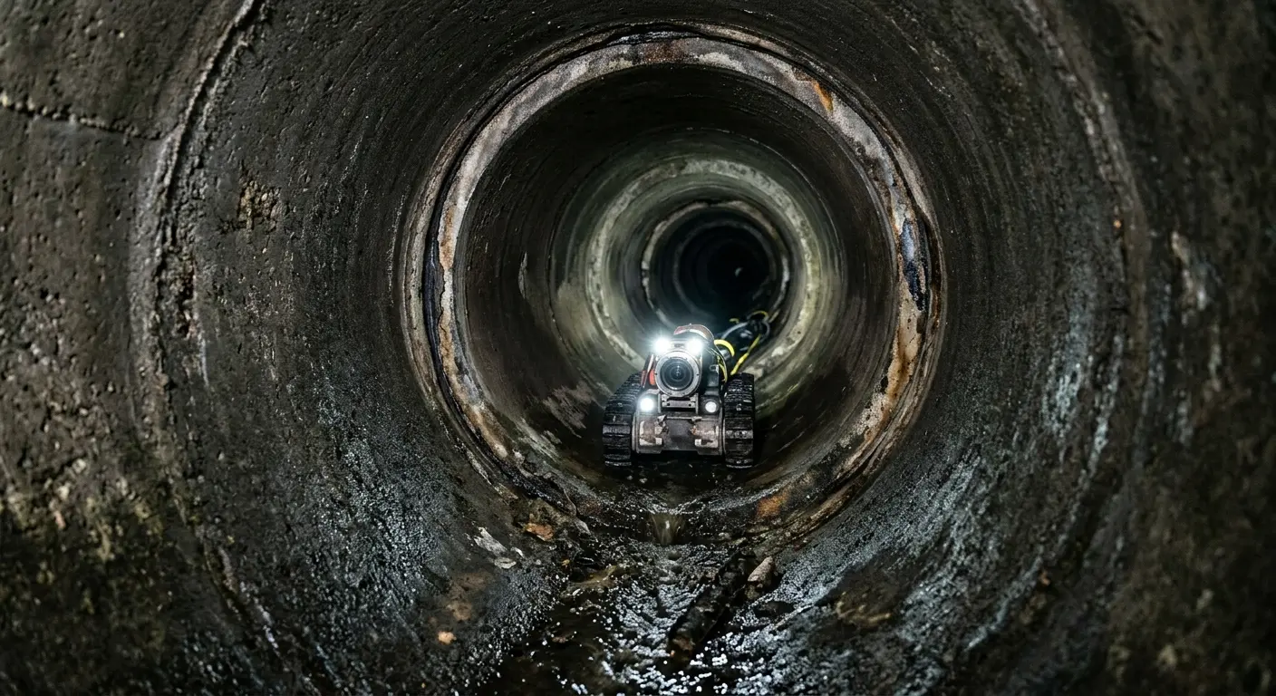 Robotic sewer camera inspecting pipe interior for Drain Snake Service in Tuscaloosa